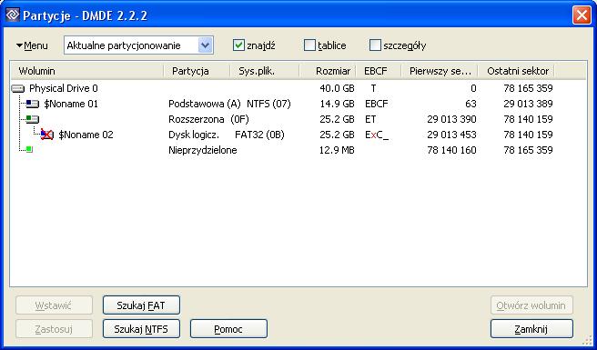 Seagate Barracuda 7200.7 40 GB - brak wykrywania partycji po podłączeniu do PC