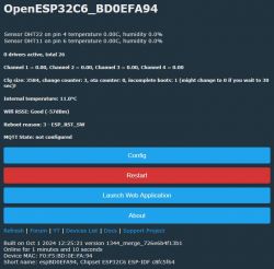 OpenESP32C6 user interface with sensor data.