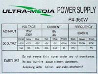 Ultra-Media model: ATX-350W-PIV naprawa elementy uszkodzone