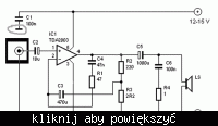 Jak podłączyć masę i zasilanie we wzmacniaczu na schemacie?