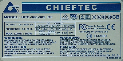 Chieftec model: HCP-360-302DF zwarcie 10N60B do radiatora!