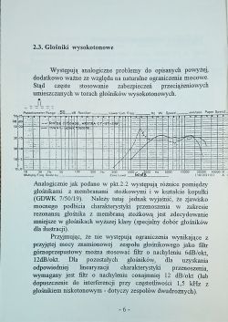 Strona broszury z wykresem i tekstem o głośnikach wysokotonowych