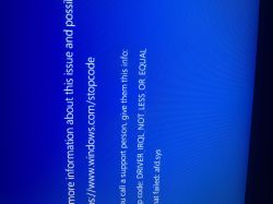Zdjęcie błędu niebieskiego ekranu Windows z kodem DRIVER_IRQL_NOT_LESS_OR_EQUAL.