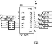 Adresowanie 3 układów PCF8574AT na I2C – ustawienie pinów A0-A2, brak wykrywania