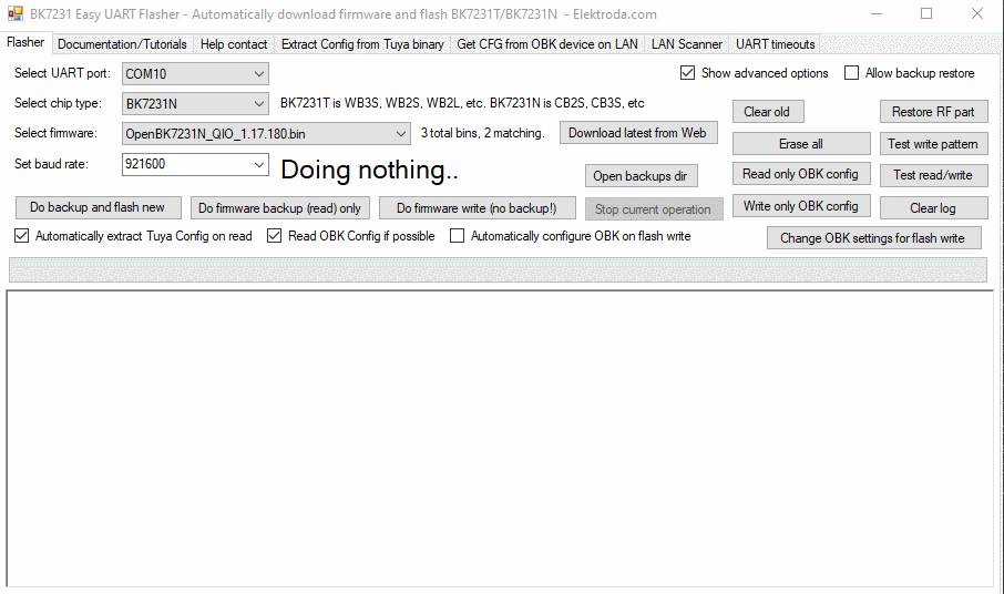 BK7231T/BK7231N WiFi, MQTT, template and IP configuration at flash time via UART - OpenBeken flasher BK7231T/BK7231N WiFi, MQTT, template and IP configuration at flash time via UART - OpenBeken flasher