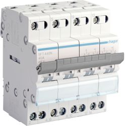 Connecting HAGER SFT440 or Schneider I-0-II 1P 20A iSSW A9E18073 Switch in a 3L + N Installation