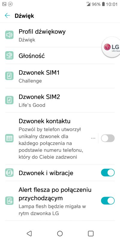 Jak aktywować wibracje dotyku w LG K40?
