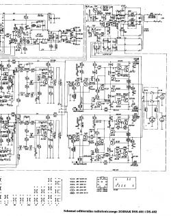 Schemat odbiornika radiofonicznego Zodiak DSS-401 i DS-402.