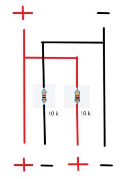 Schemat połączeń z rezystorami 10k