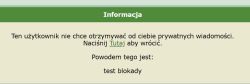 Komunikat: użytkownik nie chce otrzymywać prywatnych wiadomości