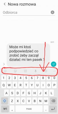 Samsung A 50 nie działający pasek w wiadomościach