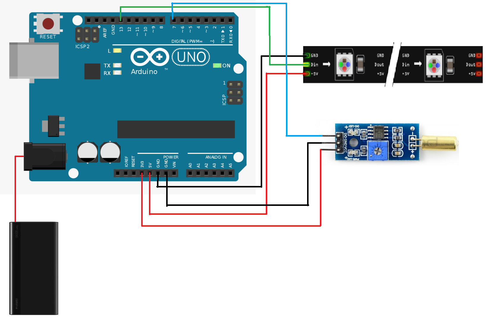 Arduino, WS2813, HC-SR501 - zasilanie i kompatybilność napięć