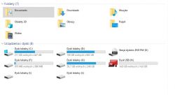 Zrzut ekranu z eksploratora plików Windows pokazujący podłączone dyski i ich wykorzystanie.