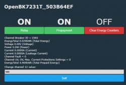 View of OpenBK7231T interface with buttons and measurement data.