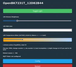 OpenBeken User Interface for LED Controller Screenshot of the OpenBeken interface with LED control options.