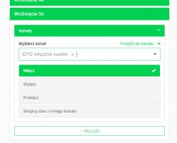 Interface konfiguracji zdarzeń w Supla dla ściemniacza RGBW