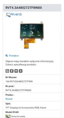 Poszukiwanie krajowych dostawców lub zamienników wyświetlacza Riverdi