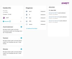 Control panel for RTL87X0C device with firmware 1.18.245 and MQTT integration