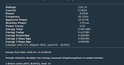 Screenshot of electrical energy usage data from BL0942 monitoring device
