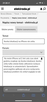 Ikonka lokalizacji na iPhone nie znika (iPhone 12 pro)