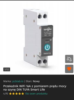 Tongou DIN-rail Wi‑Fi relay with N and L terminals shown in a product listing screenshot