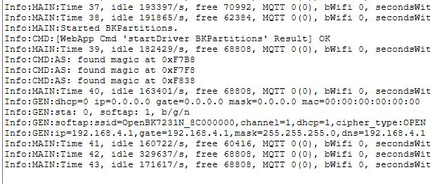 System logs of an IoT device booting, showing Wi-Fi network and MQTT status