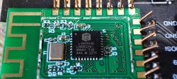 Close-up of LN882HKI QFN-32 integrated circuit on a printed circuit board.