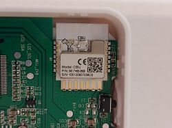 Close-up of a circuit board with the CBU module of the TH08B sensor.