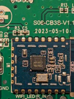 Close-up of a printed circuit board with visible electronic components.