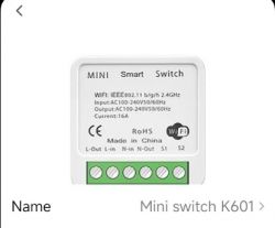 View of the mini switch K601 with specification details.