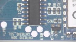 Close-up of PCB with CHT8310 marking and SMD components