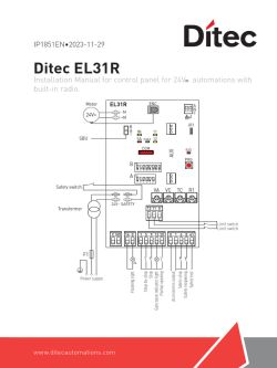 Schemat podłączeń centralki Ditec EL31R dla automatyki 24V.