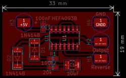 PCB Layout of Small Signal Generator PCB layout of a small pulse generator.