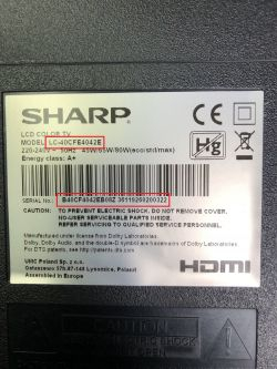 serial number sharp aquos tv