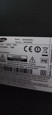 Tabliczka znamionowa telewizora Samsung UE55H6640SL z informacjami o modelu.