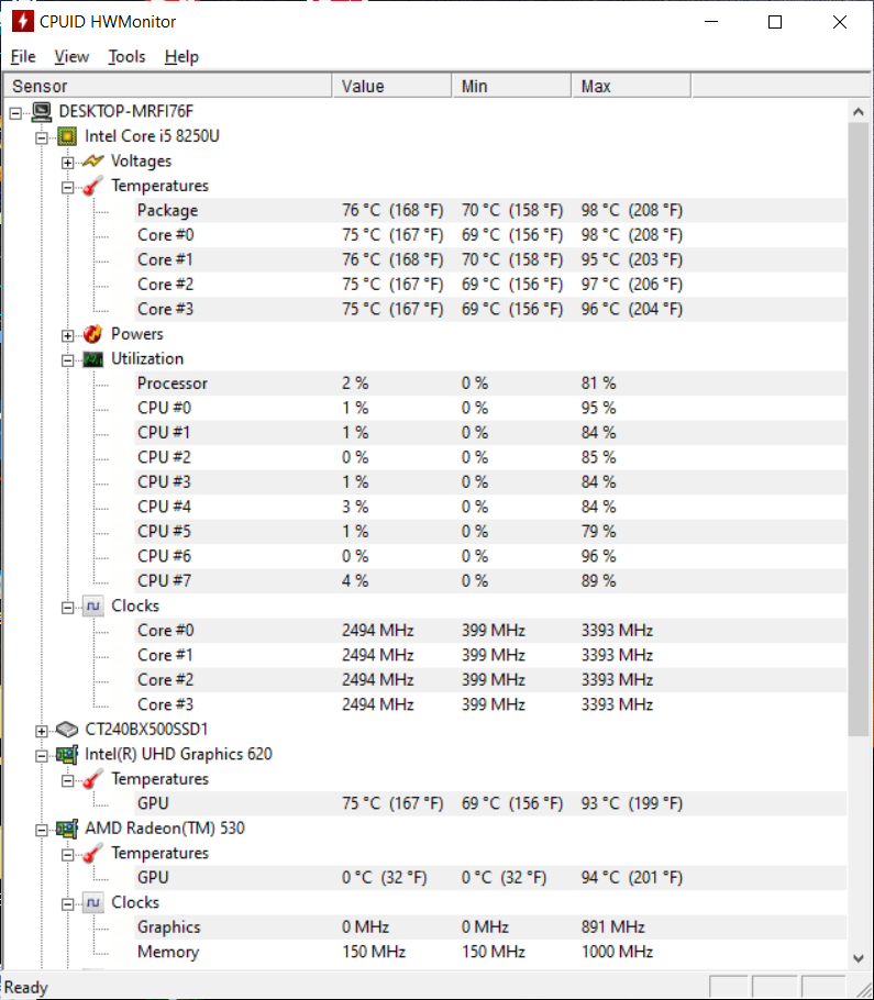 Lenovo ideapad330 - Spadki klatek/przegrzewanie sie karty graficznej i