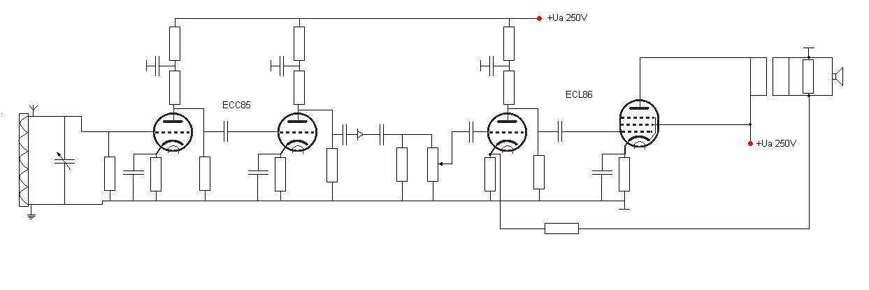 Lampowe radio na ECC85, ECL86 I EBF89 - weryfikacja schematu.