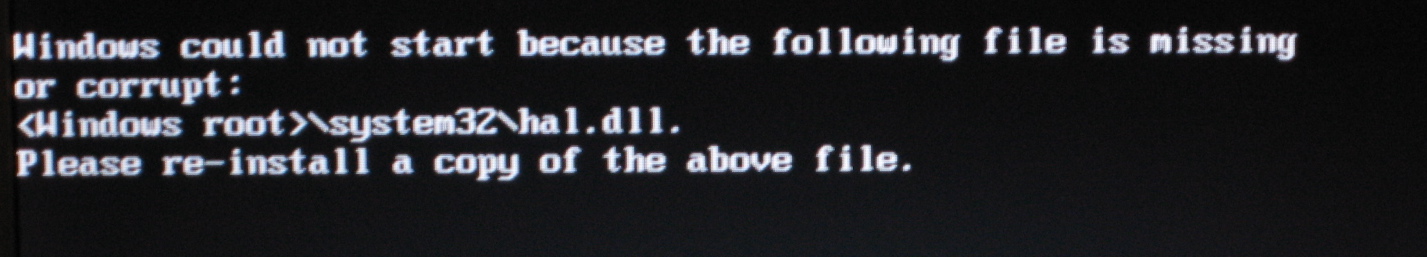 Не удается запустить windows из за испорченного system32 hal dll