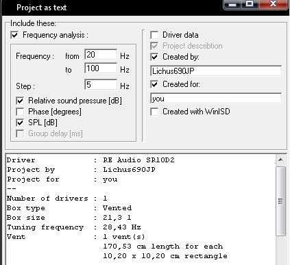Obliczanie skrzyni do RE Audio SR10