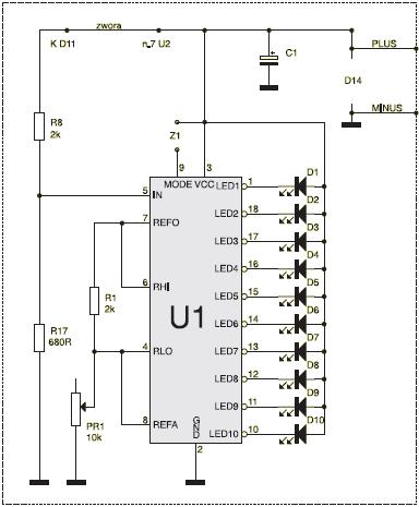 Motocyklowy diodowy miernik napięcia akumulatora (ładowania)