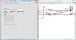 User interface and block diagram of a LabVIEW program for flashing data.
