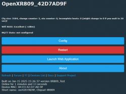 Screenshot of the OpenXR809_42D7AD9F user interface with control buttons.