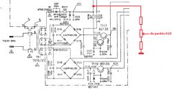 Fragment schematu elektronicznego z zaznaczonym punktem K10.