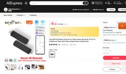 Smart WiFi IR Remote on AliExpress Smart IR Remote product on AliExpress page, featuring WiFi capabilities and voice assistant integration.