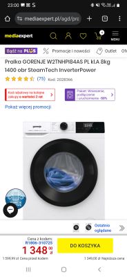 Pralka Gorenje 8 kg z technologią parową i inwerterem Pralka Gorenje W2TNHPI84AS z frontowym załadunkiem i panelem cyfrowym