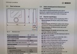 Fragment dokumentacji technicznej urządzenia Bosch.