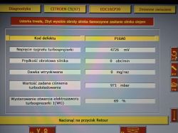 Wyświetlacz diagnostyczny z błędami Citroen C5