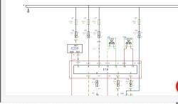 Fragment schematu instalacji elektrycznej z bezpiecznikami F19, F13, F5 i złączem E18 oraz liniami CAN