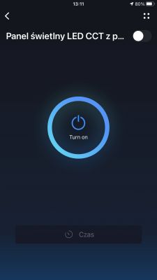 LED CCT Panel Mobile App Interface Mobile app interface for controlling an LED panel with an on/off option.