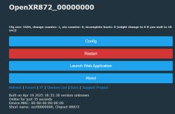 Web interface screen of the OpenXR872 device with control buttons visible.